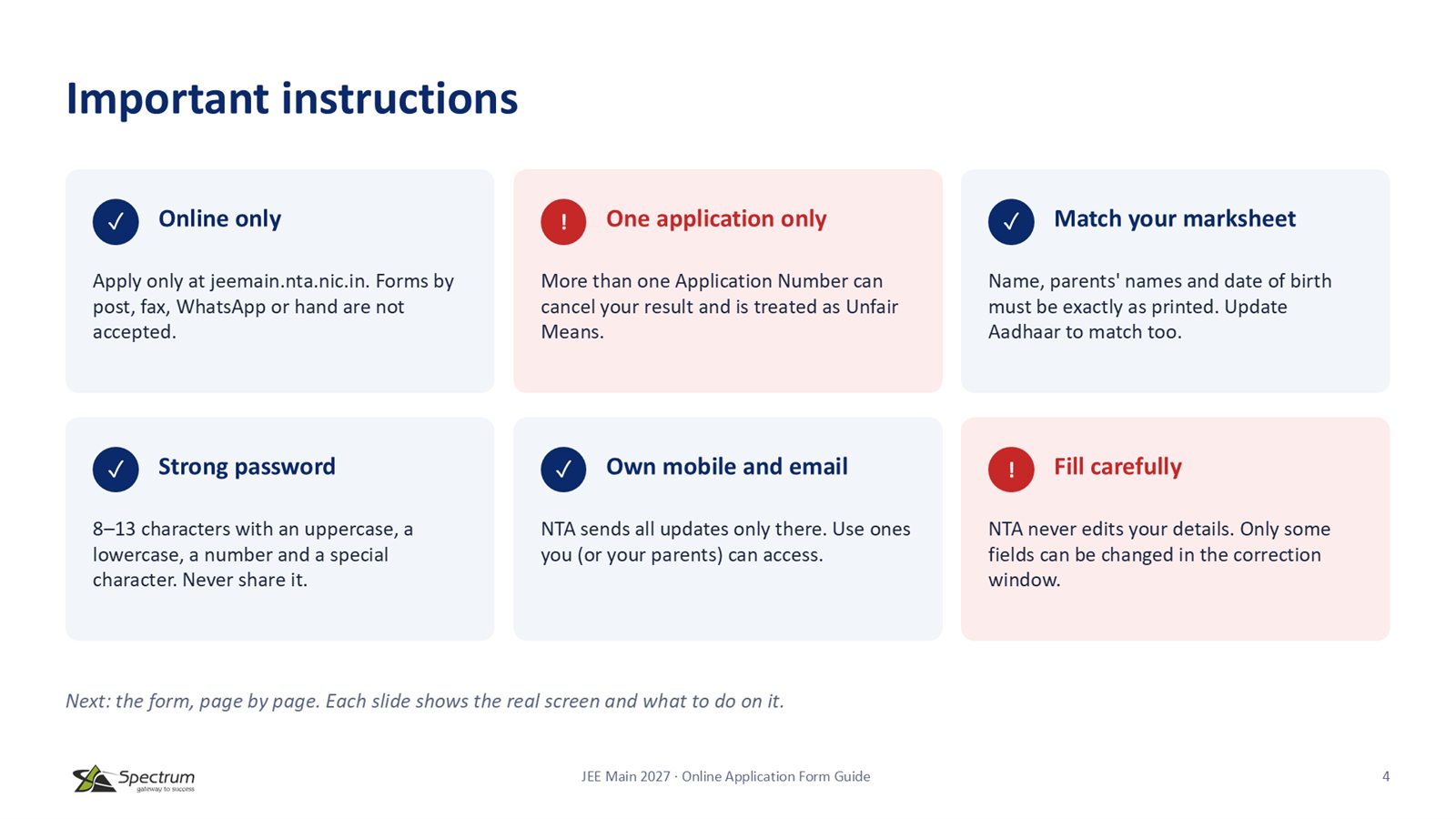 Slide 4: Important instructions
