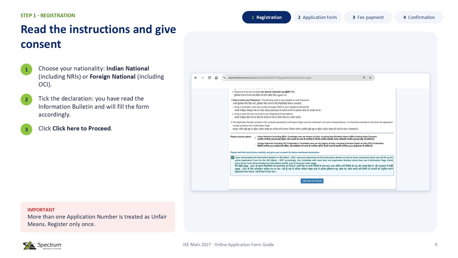 Slide 9: Read the instructions and give consent