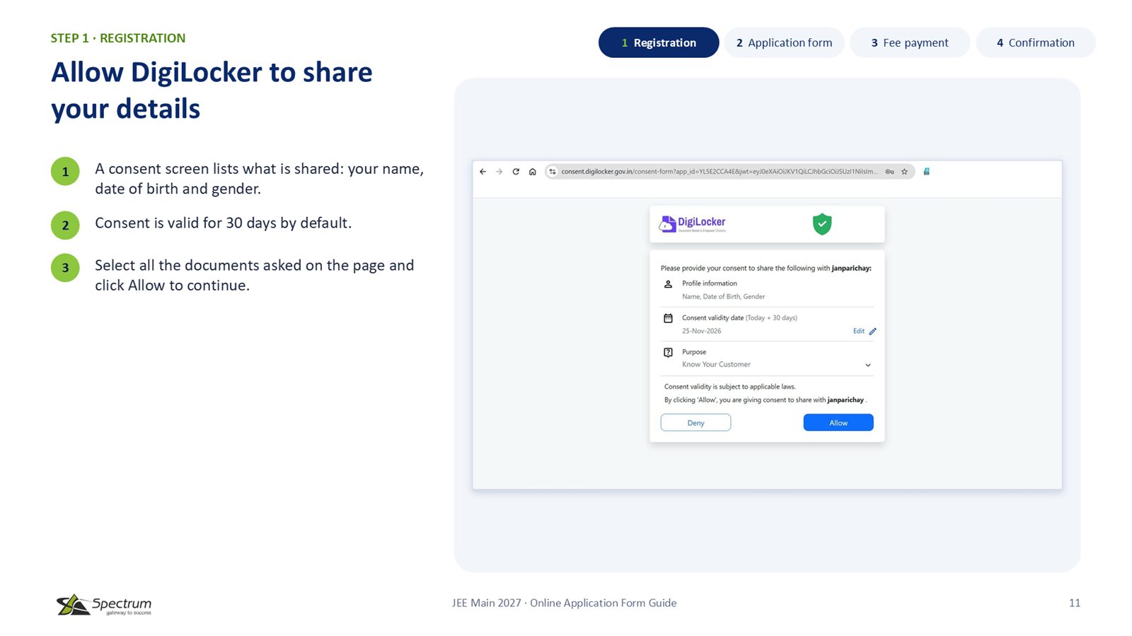 Slide 11: Allow DigiLocker to share your details