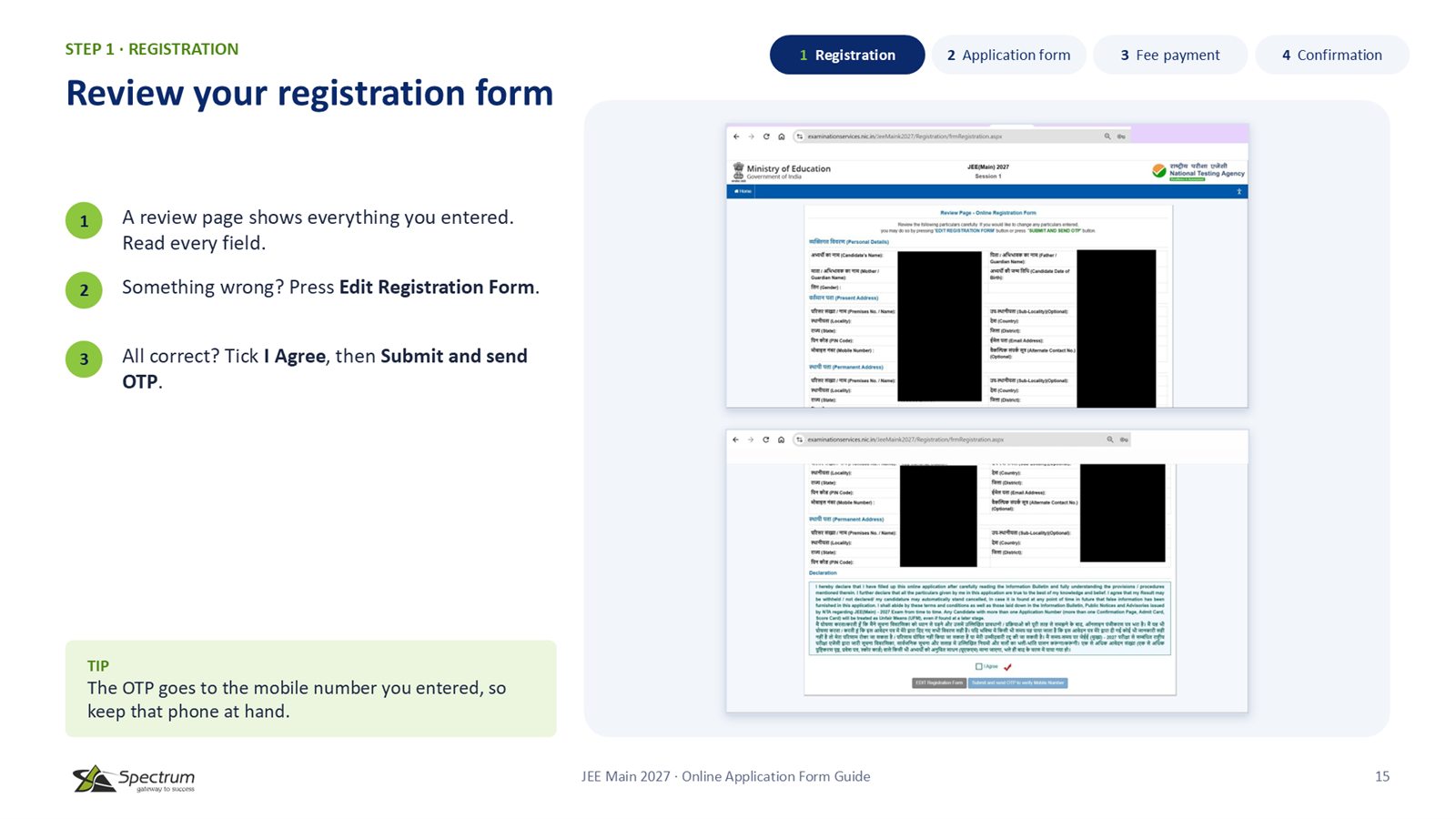 Slide 15: Review your registration form