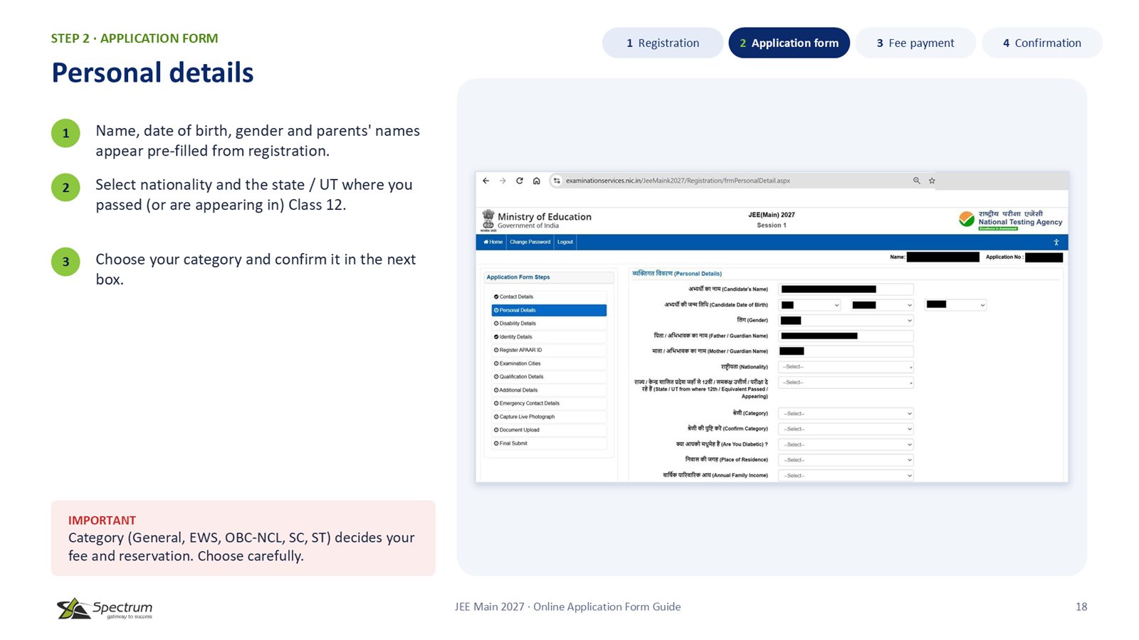 Slide 18: Personal details