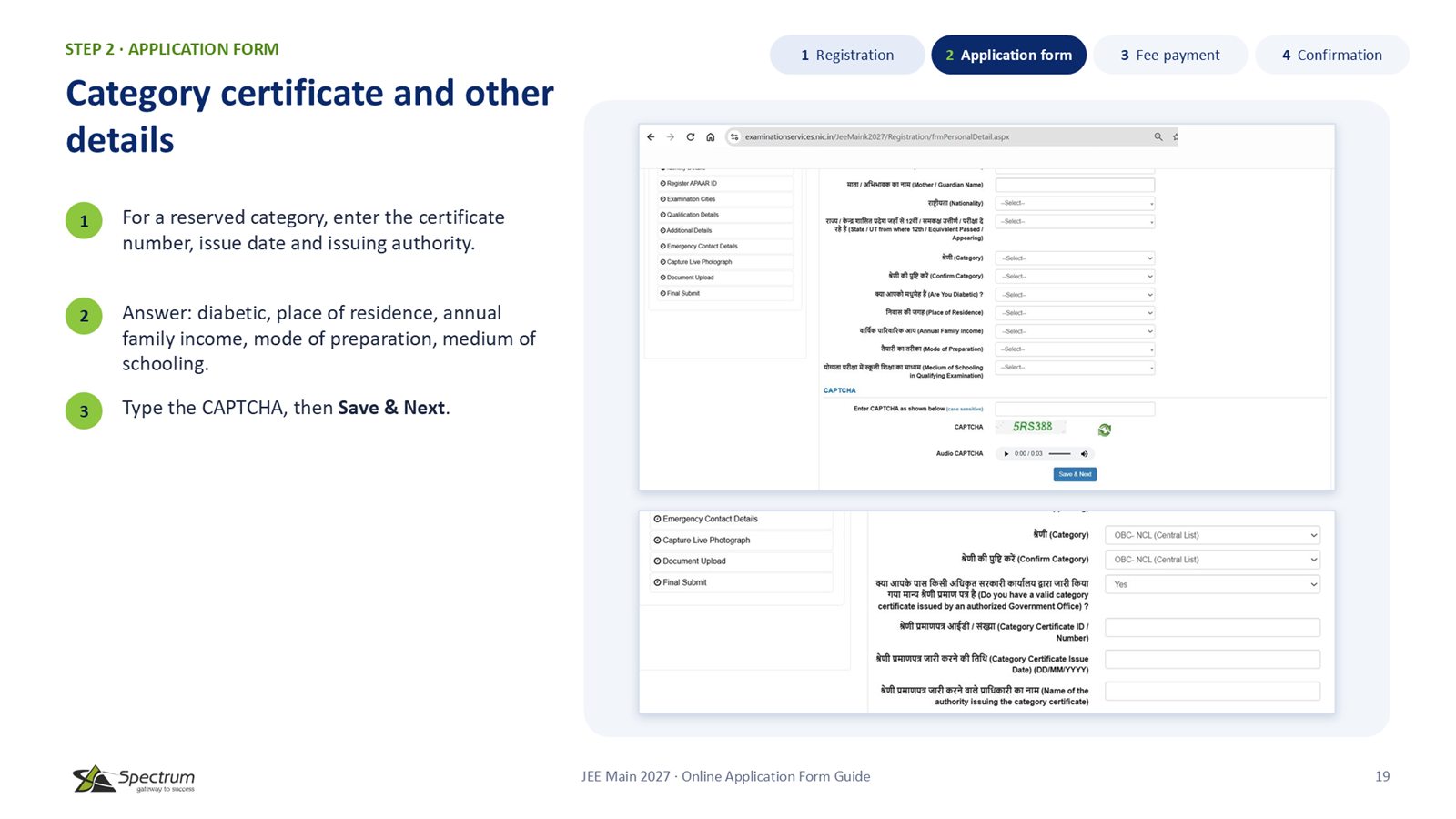 Slide 19: Category certificate and other details