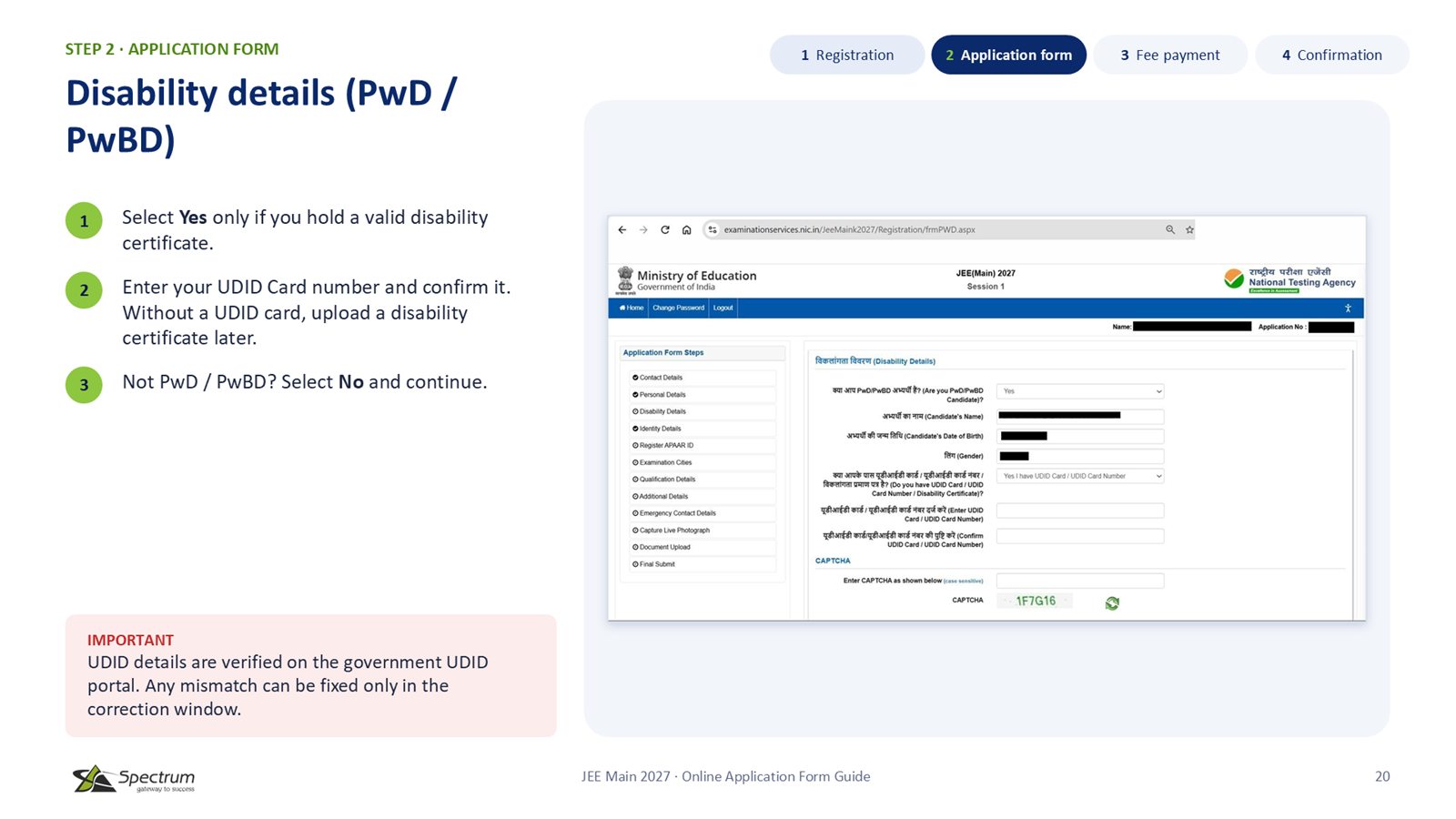 Slide 20: Disability details (PwD / PwBD)