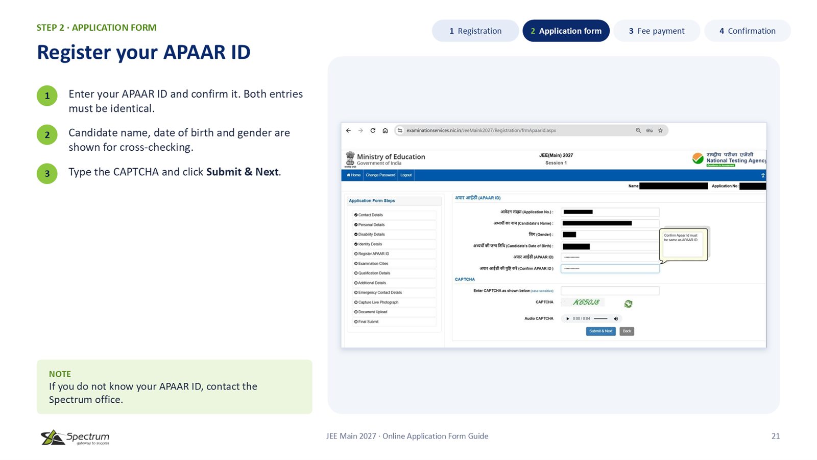 Slide 21: Register your APAAR ID