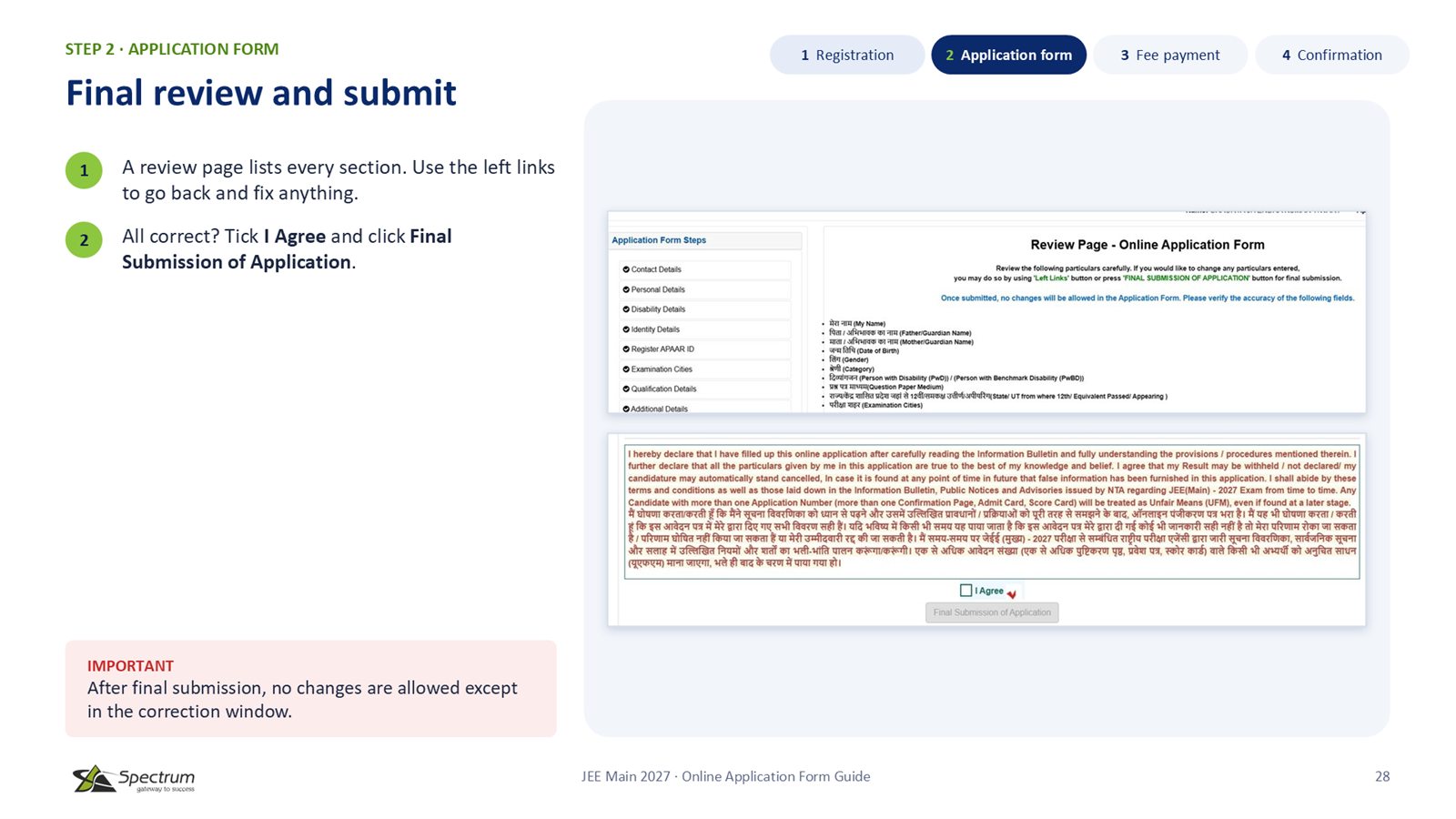 Slide 28: Final review and submit