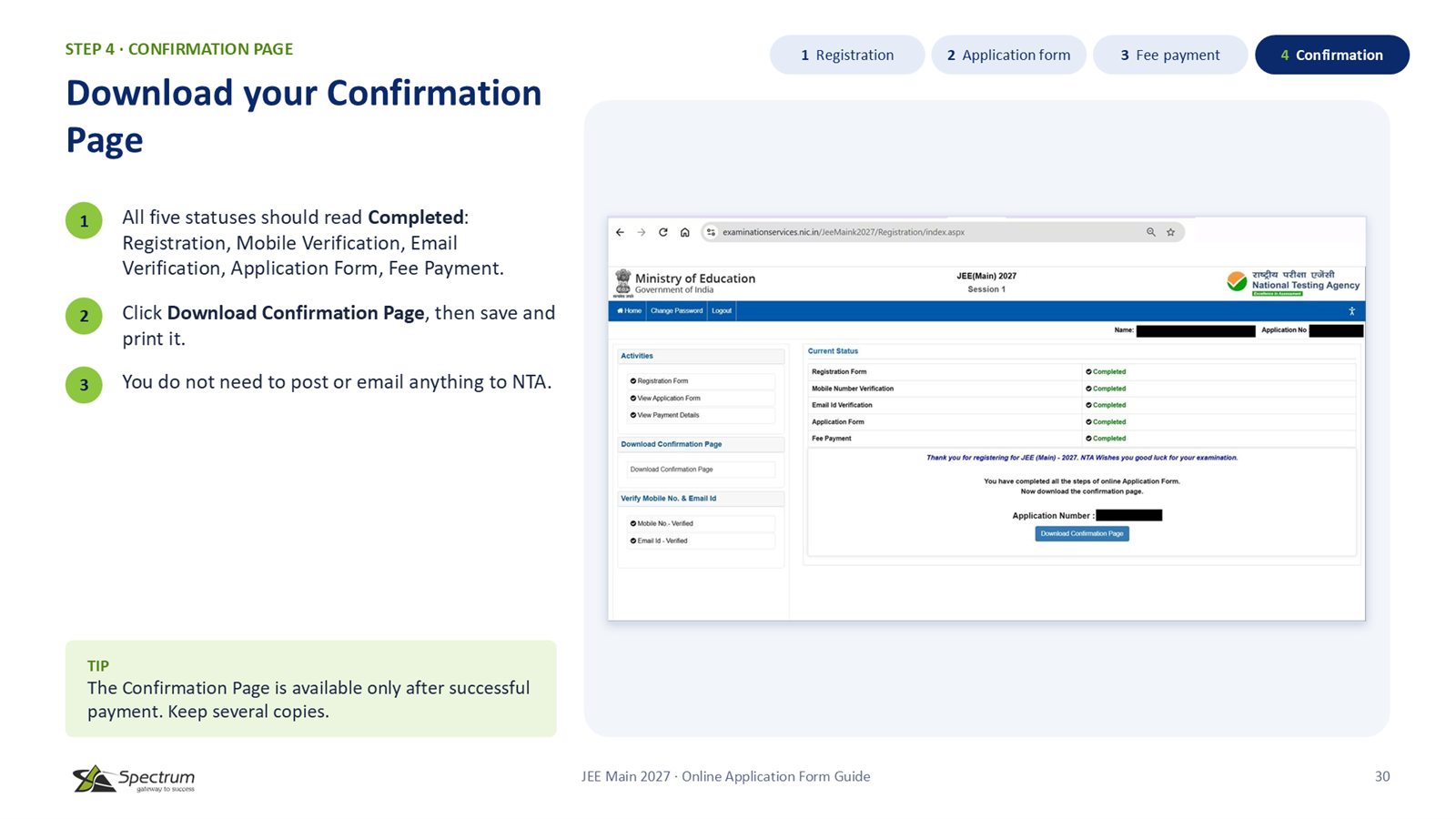 Slide 30: Download your Confirmation Page