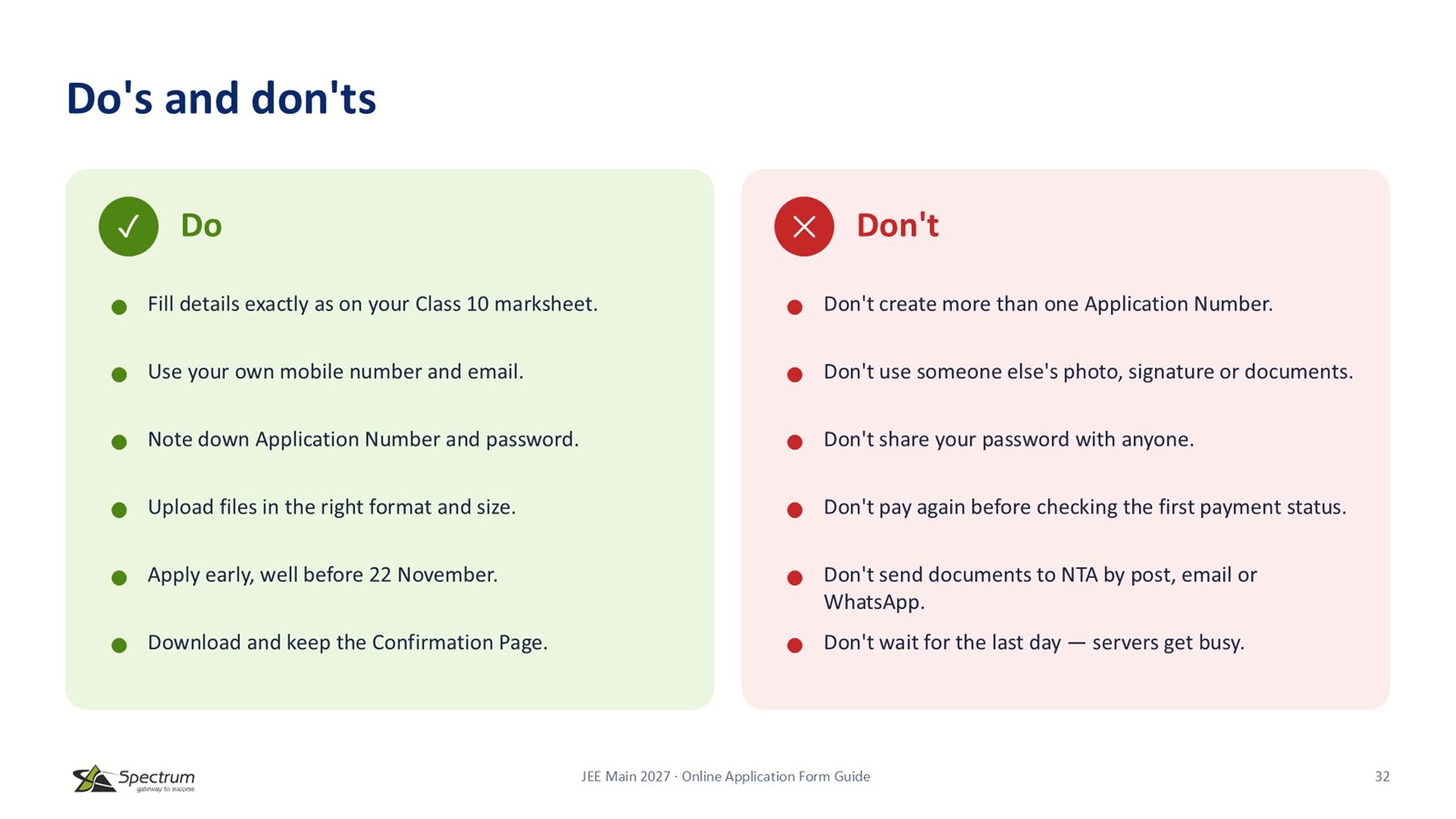 Slide 32: Do's and don'ts